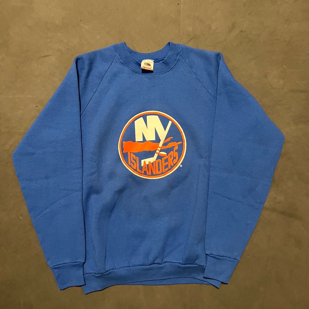 VTG 90s New York Islanders Sweatshirt Adult‎ Large Blue Fruit of the Loom NHL